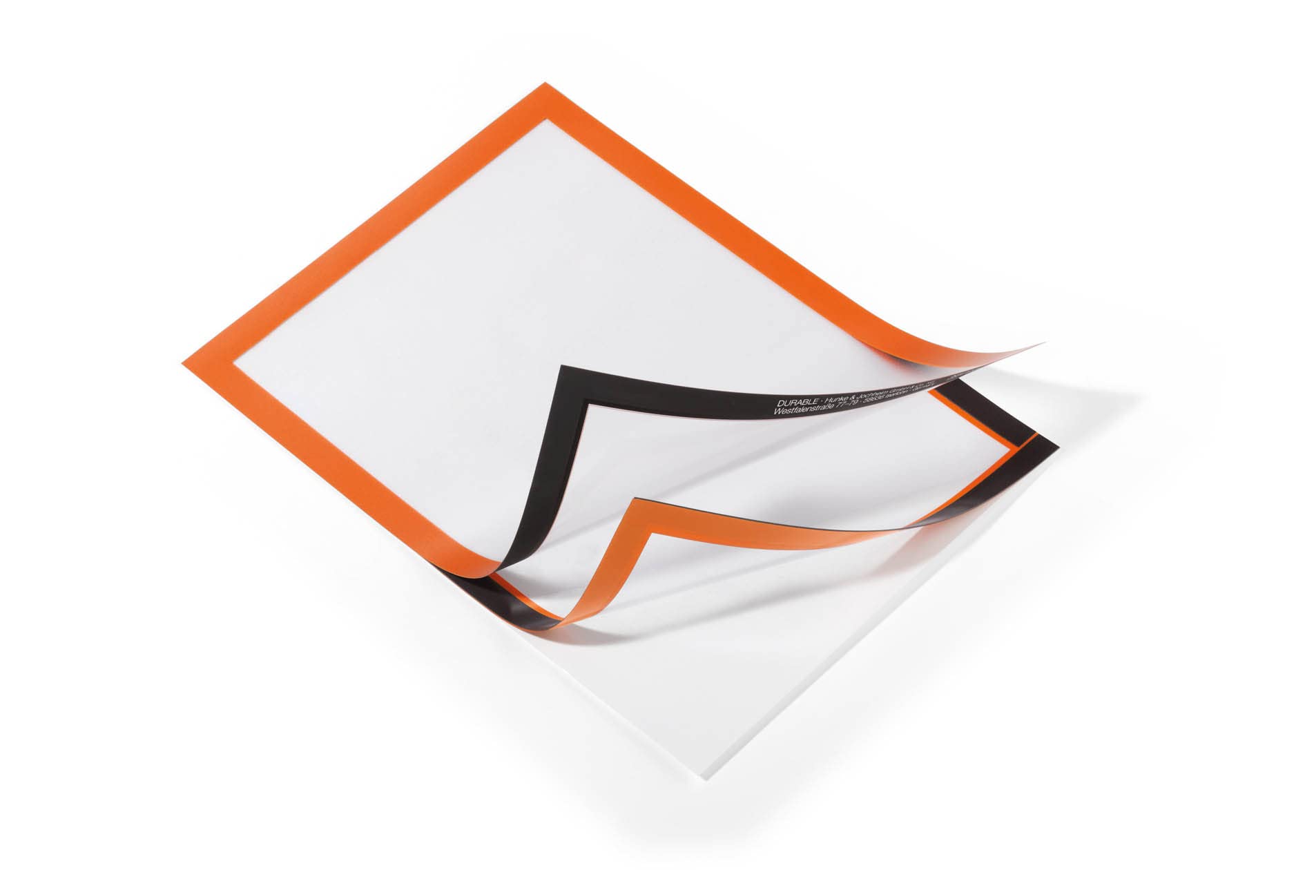 Durable DURAFRAME Self-Adhesive Magnetic Frame | A4 Format In Orange | Pack of 2 Frames | Document Frame for Professional Internal Signage