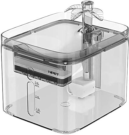 Npet Fontaine à Eau Pour Chat Et Chien Automatique Transparent Distributeur Eau Pour Chats Animaux Domestique Avec Filtre De Remplacement électrique
