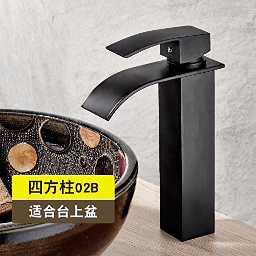 Modern simple copper hot and cold kitchen sink taps kitchen faucet Black on the basin wash face wash basin waterfall faucet copper hot and cold faucet Suitable for all bathroom kitchen sinks