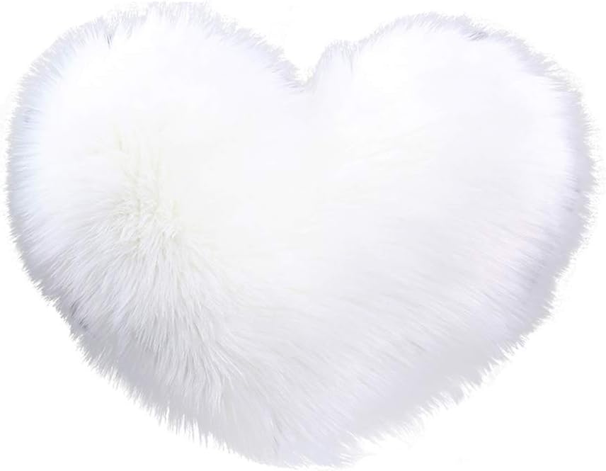 Cratone Throw Pillow Cushion White Plush Cushion Pad Washable Heart