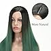 MISSWIG Synthetic Wigs Long Straight Ombre Wig Heat Resistant Fiber Dark Green Black Roots Full Wigs for Black Women with Wig Cap