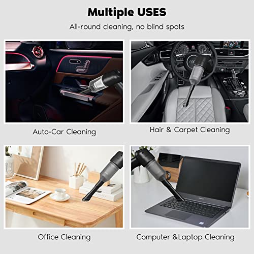Zouppic Mini Car Vacuum Cordless Cleaner - Portable, Rechargeable, Wireless Handheld Vacuum for Keyboard, Auto Car, Table, Computer, Desktop, Pet Hair Cleaning, Black