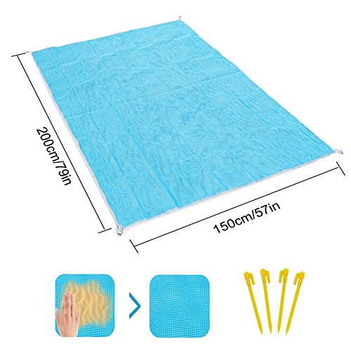 Gsung Sand Free Beach Mat Beach Blanket Sand Proof Magic Sandless Sand Dirt & Dust Disappear Fast Dry Easy to Clean Double Mesh Leakage Beach Mat