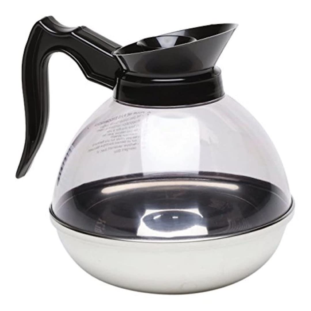 Genware NEV-8890 Coffee Decanter with Clear Top and Stainless Base, 64 oz.