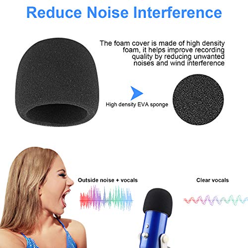 Foam Windscreen,Aokeo Thickened Microphone Windshield(Filter).Used for Handheld Hicrophones, Blue Yeti, Yeti Pro Condenser Hicrophones and Other Medium and Large Microphones (Black, 6 Pack) - Thumbnail 5