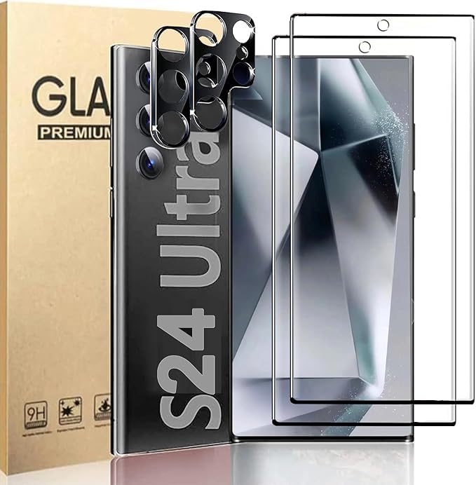 Photo 1 of [2+2 Pack] for Samsung Galaxy S24 Ultra 5G Screen Protector Tempered Glass Camera Lens Protector,Touch Sensitive,Fingerprint Support,9H Hardenss