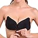 Aedo Strapless Self Adhesive Silicone Invisible Backless Push-up Bras for Women (Cup DDD, Black)
