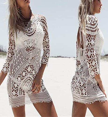 Goodbox Damen Boho Sexy Rückenfrei Bikini Cover Up Strandkleid Sommerkleid,Weben Einzigartig,Sexy - One Size – Bild 6