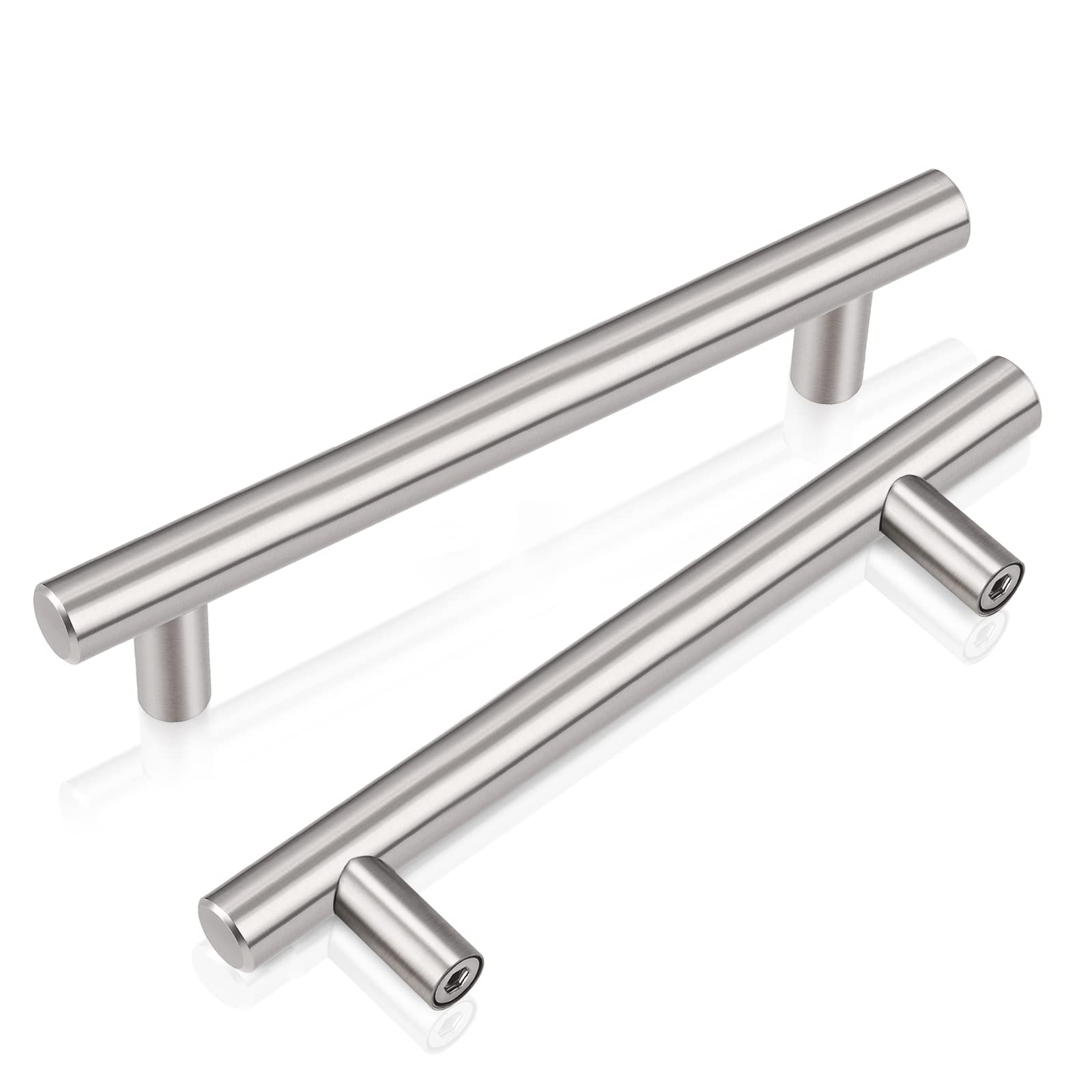 PinLin 20 Pack Kitchen Door Handles 96mm Hole Centre Brushed Nickel Cabinet Handles Stainless Steel Cupboard T Bar Handle (Screws Included)
