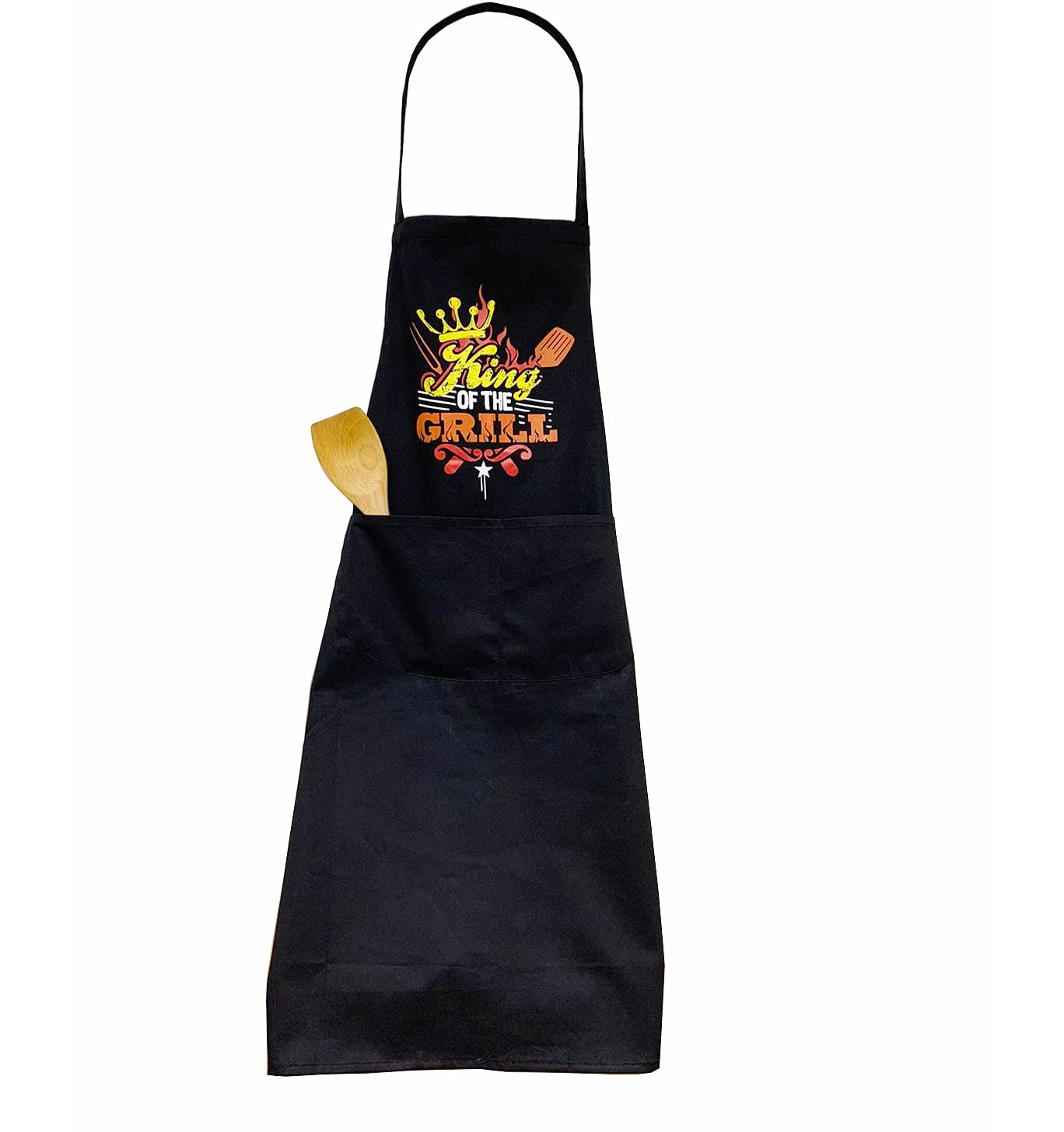 BITALY BBQ Cooking Novelty Apron Black One Size Apron Gifts for Men with Pockets Baking Gardening Restaurant (King of The Grill Colorful) — image 1