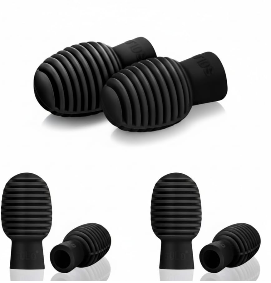 Frienda 4 Pieces Drum Mute Silencer Tips, Silicone Drum Dampeners for Quiet Practice, Noise Reduction Drumstick Caps for Home Practice, Percussion Accessory Mute Replacement (Black)