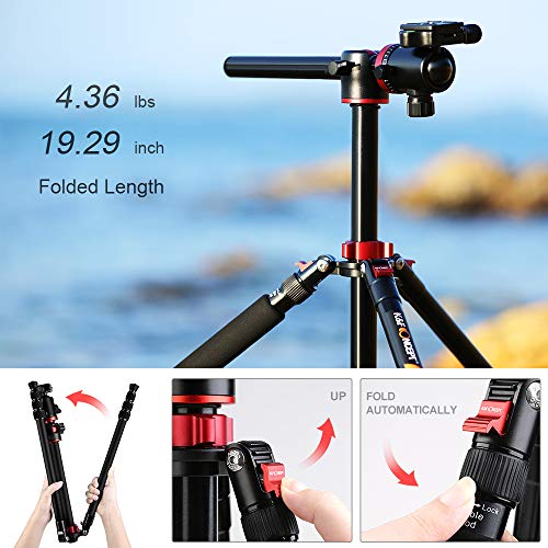 K&F Concept TM2534T DSLR Camera Tripod 66 Inch Portable Magnesium