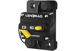 LENKRAD 80 Amp Marine Circuit Breaker Resettable 80A with Manual Reset Switch Button for Boat, Trolling, RV, Yacht, 12V - 48V DC, Waterproof, Surface Mount(80 Amp Boat Circuit Breaker)