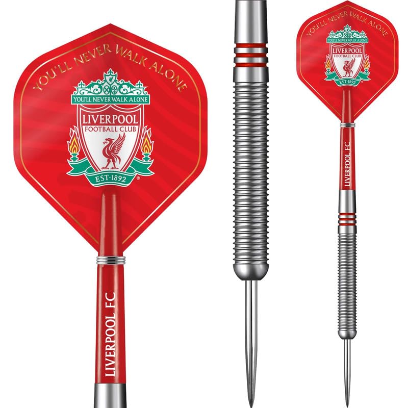 FOCO Officially Licensed Liverpool Football Club Steel Tip 90% Tungsten Darts Set The Reds FC, 24g (D1414)