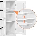Yaheetech White Bathroom Floor Cabinet with 4 Drawers 1 Door Adjustable Shelf view 7