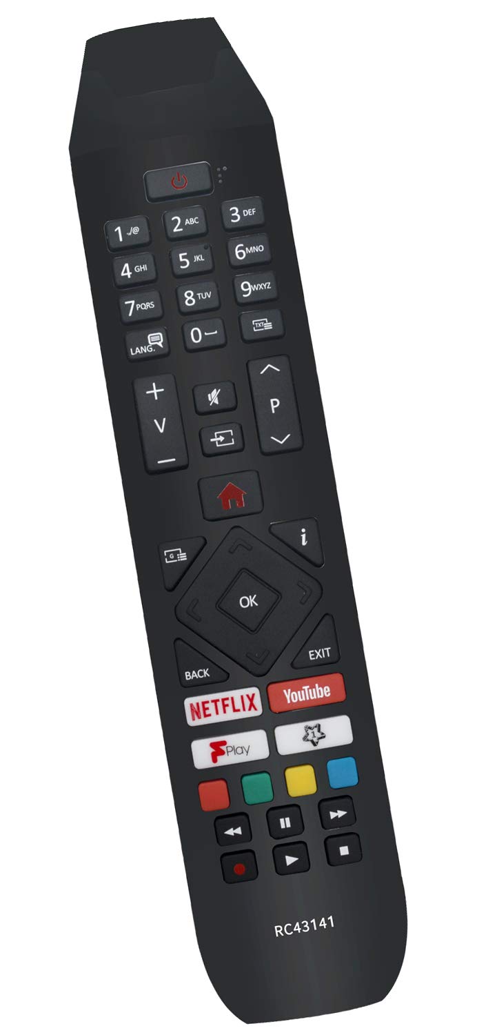 ALLIMITY 30100945 RC43141 Remote Control Replace for Hitachi Smart TV with Netflix Youtube Fplay Buttons 24HB21J65U 32HB26J61UA 43HB26T72U 50HB26T72UA 24HB21T65U 32HB26T61U 43HK25T74U 50HK25T74U