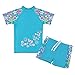 TFJH E Girls Swimsuit Kids Short Sleeve Swimwear UPF 50+ UV Blue 9-10 Years 12A