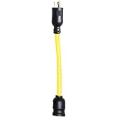 Voltec 04-0092N 12/3 STW Locking Plug to U-Ground Connector Adapter, 1-Foot, Yellow