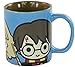 Harry Potter Coffee Mug, 11 oz - Blue with Harry, Hermione and Ron Chibi Design - Gift for Kids and Adults - Ceramic