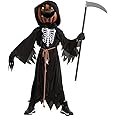 Spooktacular Creations Halloween Child Boy Scarecrow Pumpkin Reaper Costume with Kids Pumpkin Head for Halloween Cosplay