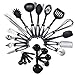 24-Piece Nylon Cooking Utensils Kitchen Utensil set - Nylon Kitchen Utensils Set Best Kitchen Tools（BPA Free NON Toxic-24pcs Black)