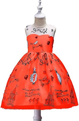 HBDesign Embroidered Girl's Perspective Dresses For Sundry Pageant Party Red Size 5