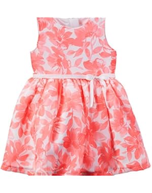 Carters Baby Girls Coral Floral Crepe Dress 3 Months Coral/white