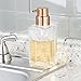 mDesign Square Glass Refillable Liquid Soap Dispenser Pump Bottle for Bathroom Vanity Countertop, Kitchen Sink - Holds Hand Soap, Dish Soap, Hand Sanitizer, Essential Oils - 2 Pack - Clear/Copper