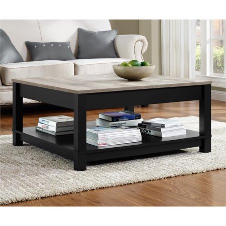 Wood Coffee Cocktail Table, Lower Shelf for Extra Storage Space, Display Area, Space Saver, Modern Style, Square Shape, Living Rom, Family Room, Home Furniture