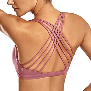 CRZ YOGA Padded Strappy Sports Bras for Women Workout Clothes Active Wear Yoga Bra Tops