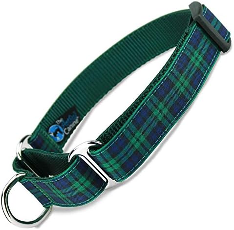 Martingale Dog Collar, Blackwatch Plaid, Navy & Green Scottish Tartan a Limited Slip Dog Collar for Control, Safety, no-Escape Dog Collar