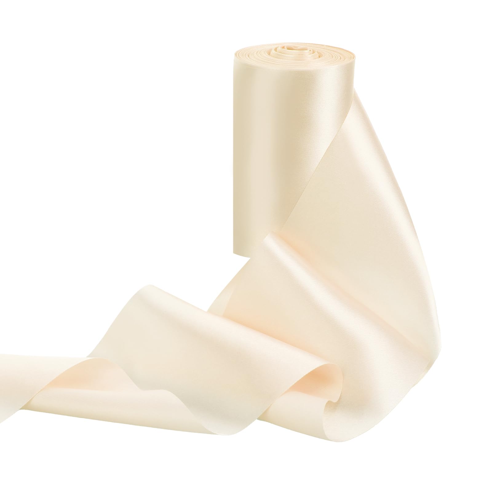 4 Inch Ivory Satin Ribbon Extra Wide Ribbon 22 yd Wide Thick Ribbon Double Faced for Wedding Chair Sash Opening Ceremony Big Bows Gift Wrapping Floral Crafts Cake Decor