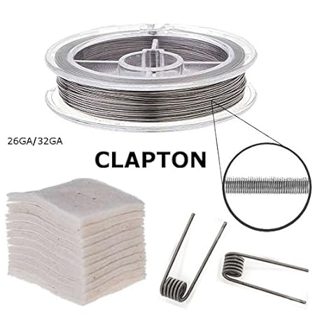 RBA Selbstwickel Verdampfer Zubehör Set, Japanische Bio Baumwolle + Heizwendeldraht (Clapton, 26GA+32GA)