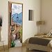 Fymural Door Wallpaper Murals Wall Stickers - Old Town for Home Decoration Self-Adhesive Vinyl Removable Retro Art 3D Door Decals 30.3x78.7