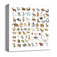 Canvas Wall Art Cartoon Picture Canvas Prints Home Artwork Decoration for Kids Bedroom Bathroom - 12x12 inches