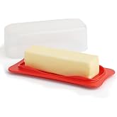 Signoraware Butter Dish with Lid -Butter Keeper Container with Clear Lid for Countertop, Frige- Durable Plastic, Unbreakable Standard Butter Dish Holder For Home, Camping, Multipurpose Bpa Free- Red