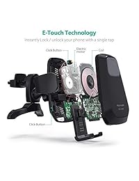 RAVPower Qi Wireless Car Cargador rápido 7.5W   10 W Soporte para teléfono Rejilla de ventilación Cierre eléctrico Cierre compatible iPhone Xs Max XR X 8 Plus Galaxy S9 S8 Plus Nota 9 8   Cargador de auto incluido