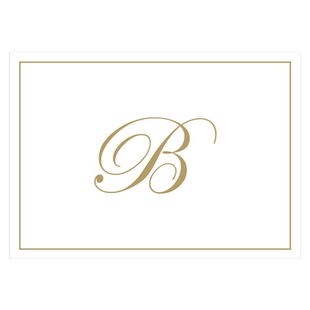 Caspari 83632.B Boxed Notes Embossed B Initial Blank Notecard - Gold