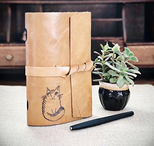 Refillable Fauxdori Midori Style Primitive Cat Kitty Kitten...Personalized Stamped Travel Journal Sketchbook Notebook