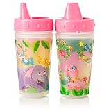 Evenflo Feeding Zoo Friends Insulated Sippy Cups, Pink, 10 Ounce