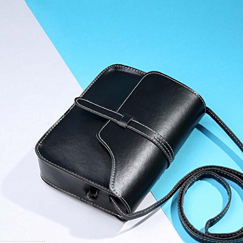 Vintage Crossbody,Clearance! AgrinTol Vintage Purse Bag Leather Crossbody Shoulder Messenger Bag (Black) - Thumbnail 2