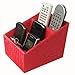 KINGFOM 3 Slot PU Leather Remote Control Holder Organizer, Home Sundries Storage Box, TV Guide/Mail/CD Organizer/Caddy/Holder with Free Cable Organizer (Red Croco)