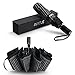 Automatic Folding Umbrella, Compact 10 Steel Ribs 70 MPH Windproof Travel Umbrella, Anti-UV UPF50+ Sunproof Umbrella, Black White Stripes by AIRCLE