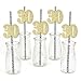 Gold Glitter 30 Party Straws - No-Mess Real Gold Glitter Cut-Out Numbers & Decorative 30th Birthday Party Paper Straws - Set of 24