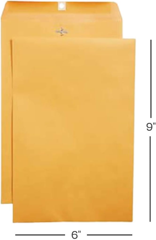 1InTheOffice 6 X 9 Clasp Envelopes with Gummed Flaps for Mailing or Shipping Envelope, Kraft Brown Envelopes, 100 per Box : Office Products