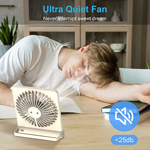 JOSTRY Mini Desk Fan with Strong Airflow,Portable Personal Fan Rechargeable,3 Speed Adjustable Desktop Fan Ultra Quiet USB Fan for Office Bedroom Table Desktop Outdoor