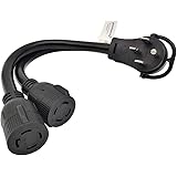 Parkworld61490 V Splitter Cord 14-50P to (2) L14-30R, RV 50 AMP 4-Prong 14-50 Male Plug to NEMA (2) L14-30 Female Twist Lock Receptacle 125V / 250V 1.5FT