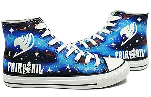 Telacos Fairy Tail Anime Logo Cosplay Shoes Canvas Shoes Hand Painted Shoes Sneakers Luminous Blue Pricepulse