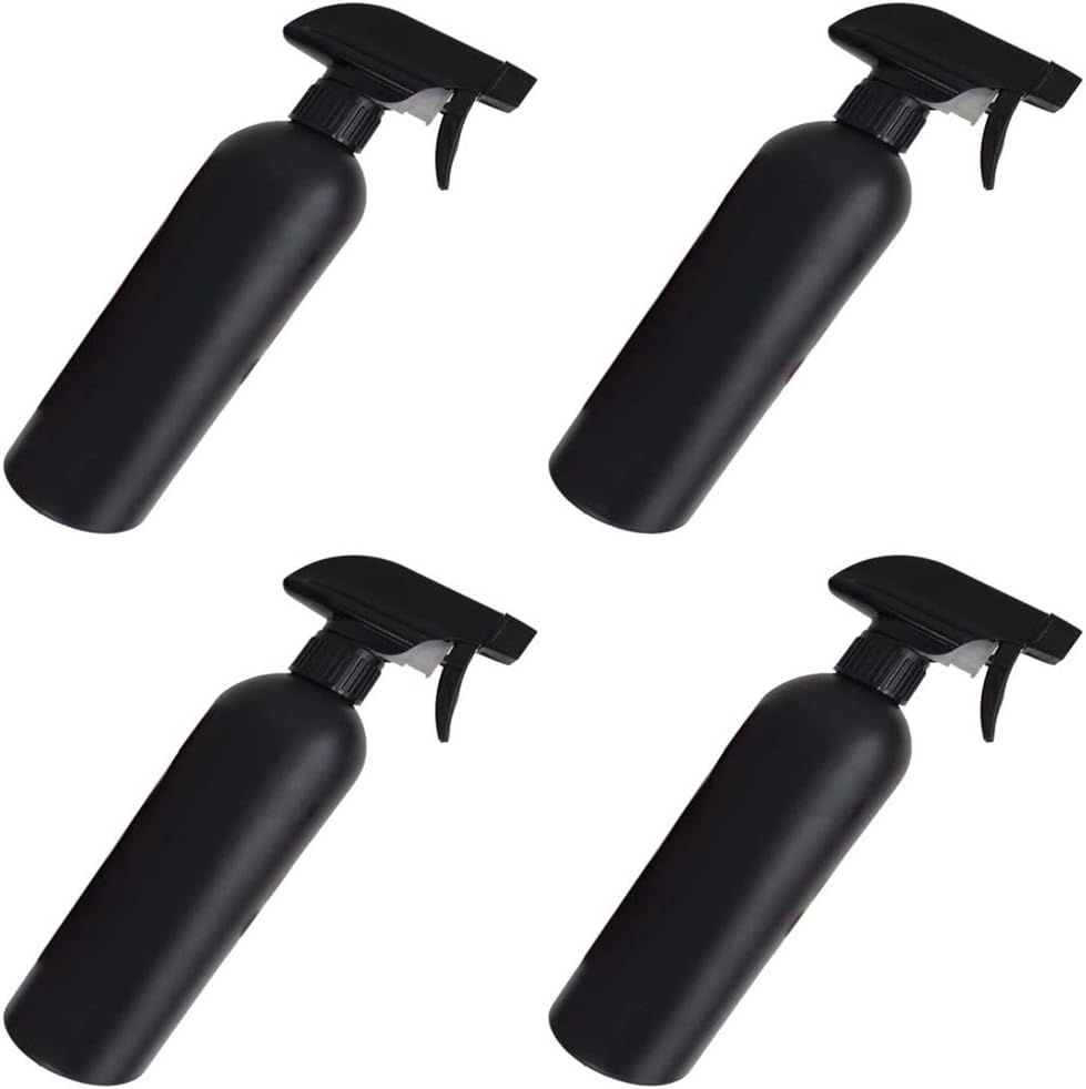 Aovie 4 Pcs 500ml Plastic Black Spray Bottle for Cleaning Solutions Spray Squirt Bottle Empty Fine Mist Spray Bottles, Material HDPE (# 2)