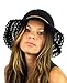 NYFASHION101 Open Knit Brown Braided Trim Vented Cotton Beach Sun Hat - Black